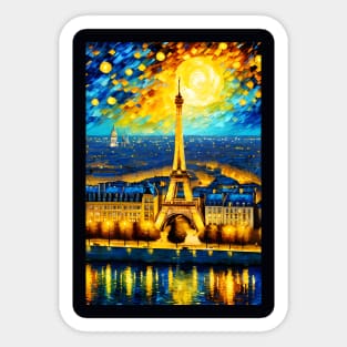 Starry night paris Sticker